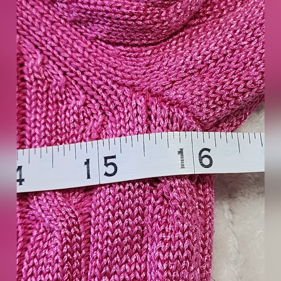 Lauren Ralph Lauren Pink Cable Knit Buckle Detail Sweater Size Small - Picture 9 of 11